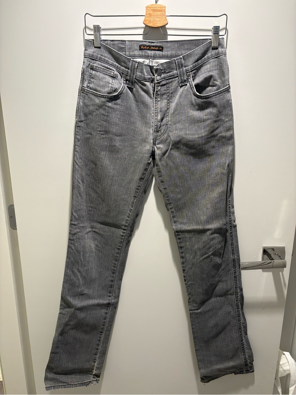 Nudie Jeans Slim Jim Dry Grey Coated Straight Grey Denim